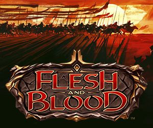 Flesh and Blood logo with The Hunted art