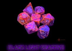 Borealis Cosmos/gold Polyhedral 7-Die Set (with bonus die) — Blacklight effect