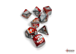 Gemini Red-Steel/white Polyhedral 7-Die Set