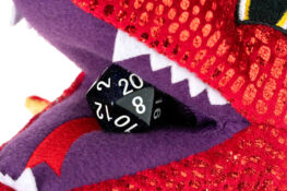 Dice Bag: Plush Dice Eating Dragon, closeup 1